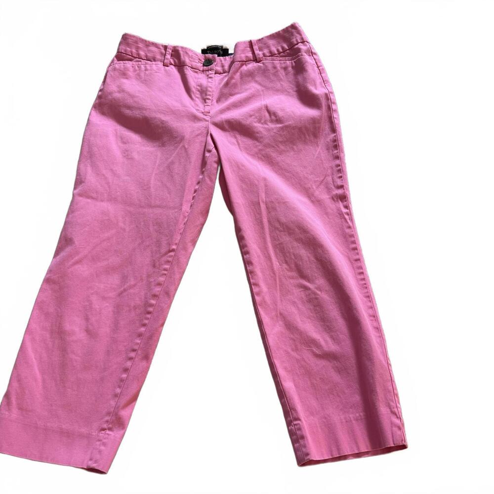 TALBOTS SZ‎ 6P The Perfect Crop Pink Chino Cotton/Spandex CottageCore Preppy